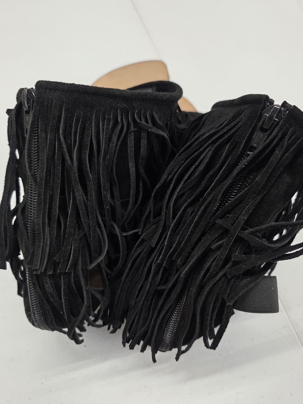 Vincenzo Sopranzi Italian Suede Boho Fringe Western Mid Ankle-Strap Flat Sandals - Picture 3 of 9